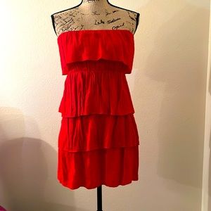 Red ruffled layered dress